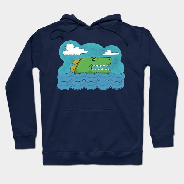 Green Dinosaur Swimming Hoodie by Pincay